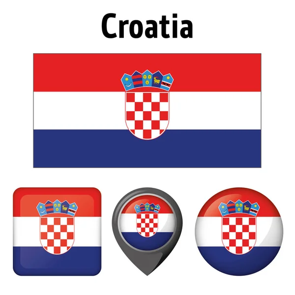 Ilustración Bandera Croacia Varios Iconos Ideal Para Catálogos Materiales Institucionales — Archivo Imágenes Vectoriales