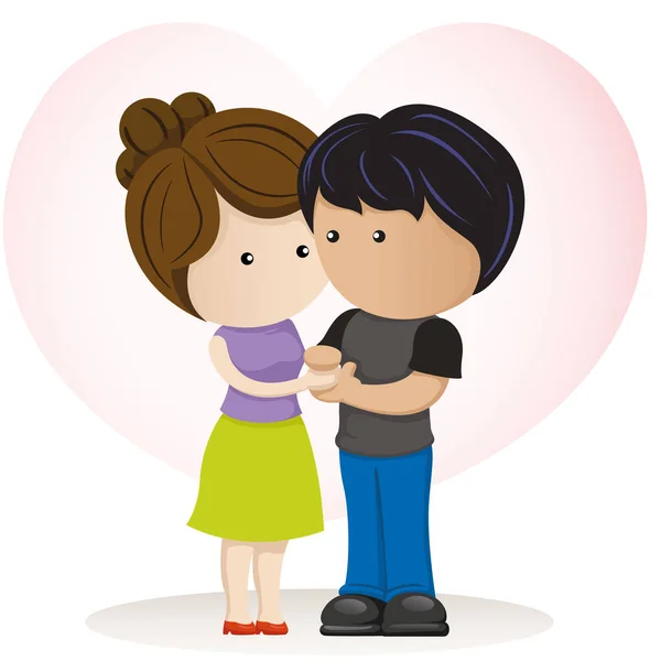 Cute Couple Lovers Love Looking Each Other Holding Hands Ideal — Stock Vector