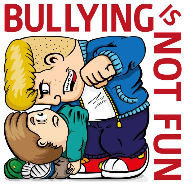 Illusztráció Egy Gyermek Szenved Megfélemlítés Egy Civakodó Bully Szöveg Ideális — Stock Vector