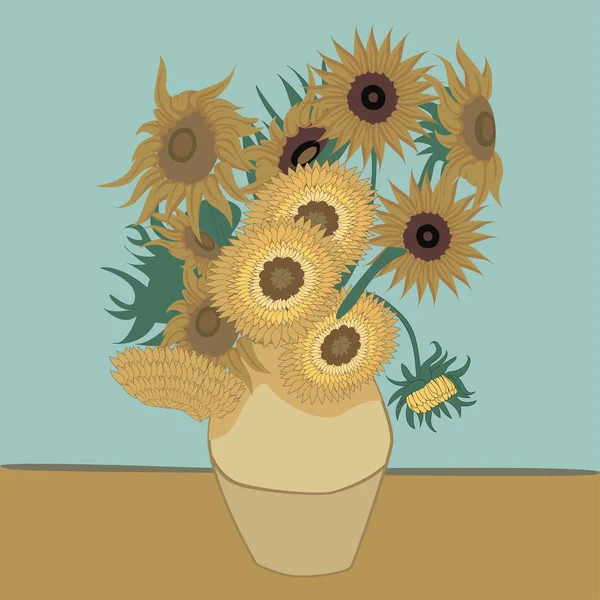 Illustration of a vase with sunflower flower. Ideal for decorative and natural materials