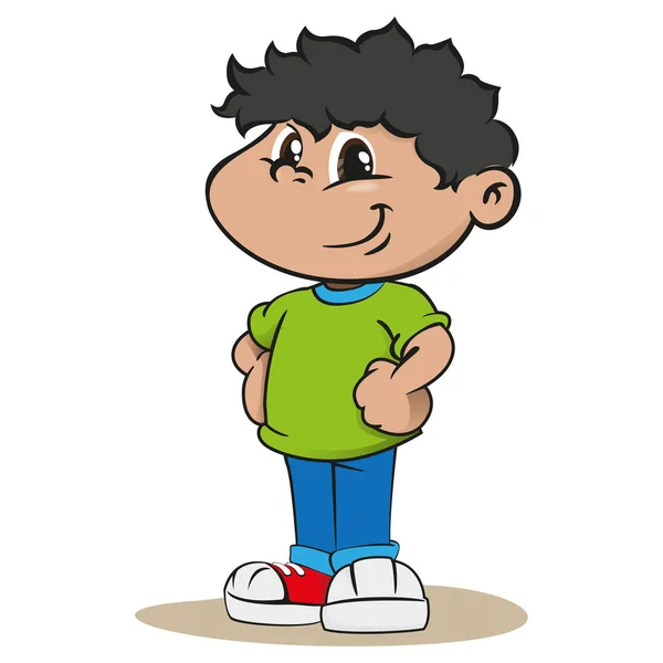 Εικονογράφηση Που Απεικονίζει Μελαχρινό Μελαχρινό Αγόρι Ιδανικό Για Καταλόγους Ενημερωτικά — Διανυσματικό Αρχείο