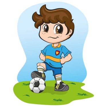 Üniformalı beyaz bir futbolcu. Spor ve kurumsal malzemeler için ideal