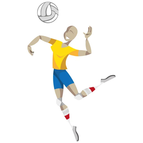 Иллюстрация Представляет Человека Играющего Волейбол Прыгающего Взять Долю Идеально Подходит — стоковый вектор
