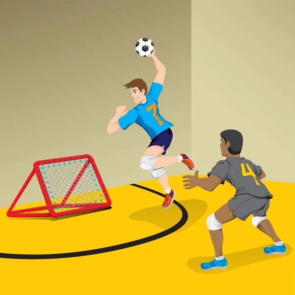 Jeu Tchoukball Terrain Avec Les Joueurs Idéal Pour Les Équipements — Image vectorielle