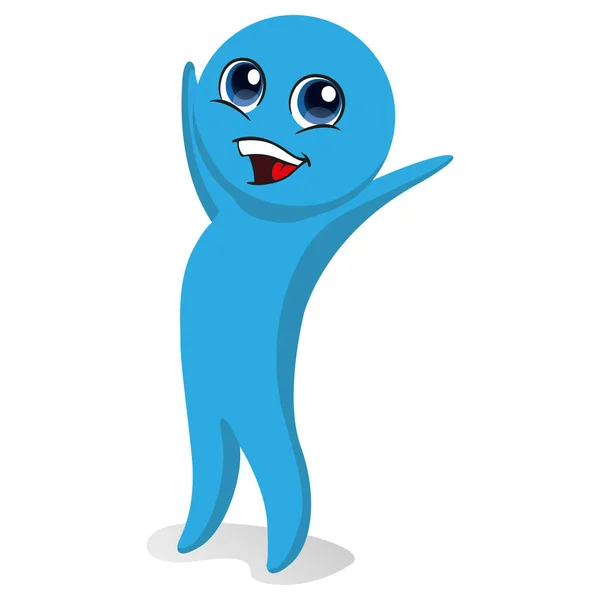 Blauwe Kleur Mascotte Illustratie Met Feestelijke Pose Armen Omhoog Ideaal — Stockvector