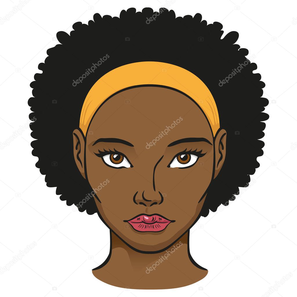 Illustration of a black woman human head. Ideal for catalogs, newsletters and beauty and institutional guides