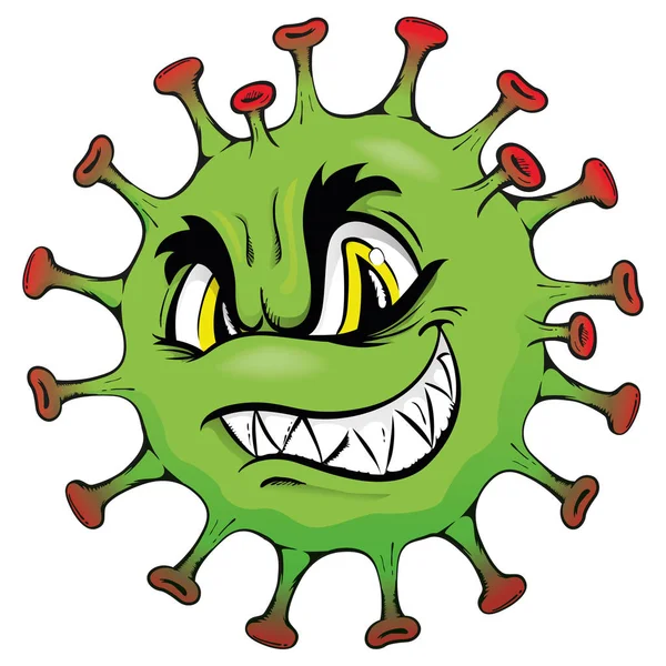 イラストコロナウイルスの漫画は 人々が病気になる微生物 彼は小さな眉として表現されました しかし それはまた怪物やエイリアンを表すことができます — ストックベクタ
