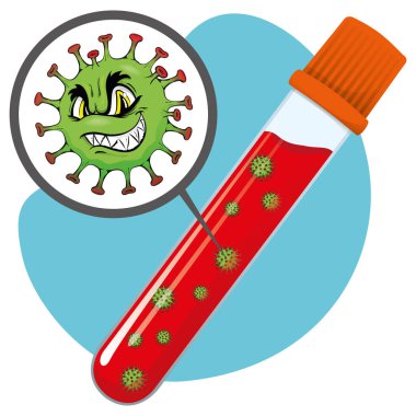 Corona virüsü incelemesi için numune, Covid-19, H1n1, laboratuvar testleri için toplanmış. Eğitim ve kurumsal materyal için ideal