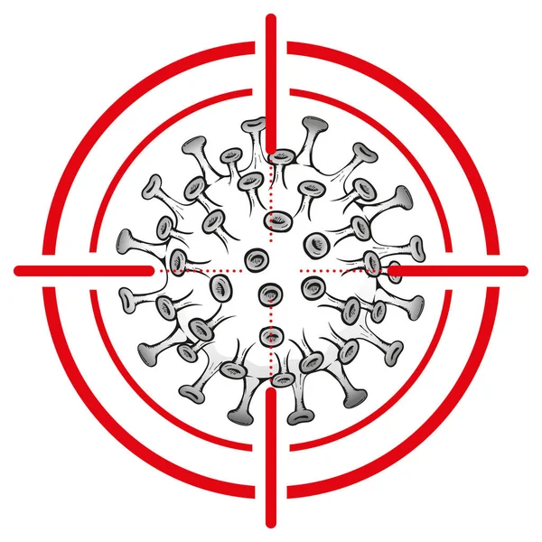 Illustratie Cartoon Met Draden Corona Virus Een Micro Organisme Covid — Stockvector