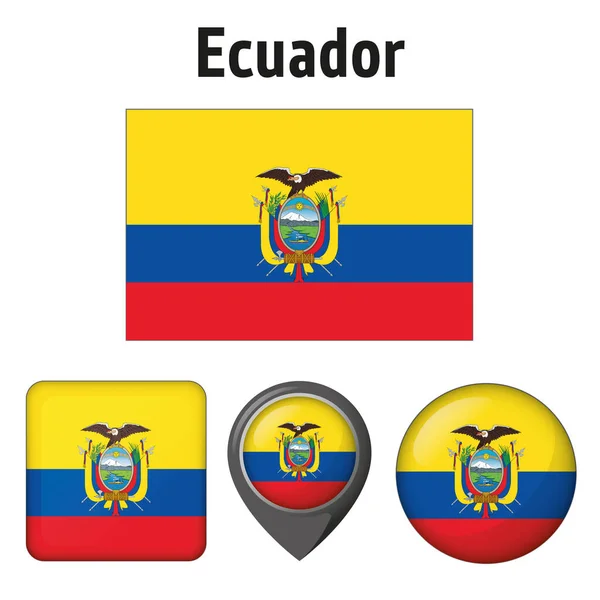 Ilustração Bandeira Equador Vários Ícones Ideal Para Catálogos Materiais Institucionais —  Vetores de Stock