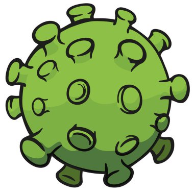 Çizgi film çizimi Corona Virüsü insanları hasta eden bir mikroorganizma, COVID-19, H1N1. Tıbbi ve kurumsal malzemeler için fikir