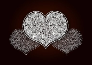 Glitter Heart parlayan gümüş beyaz