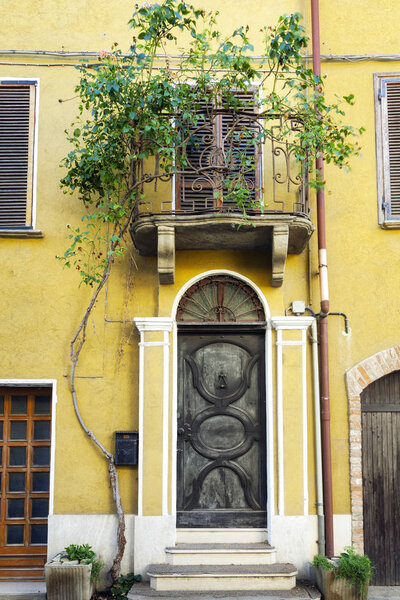 A typical facade of an house, in the winery hilly region of Langhe (piedmont, Northern Italy).