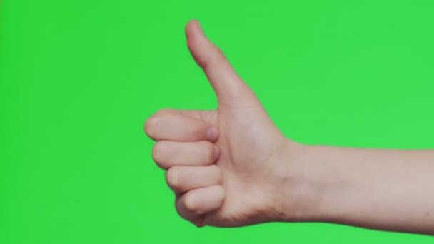 Gesichtslose Weibliche Hand Die Hände Die Höhe Gereckt Zeichen Isoliert — Stockvideo