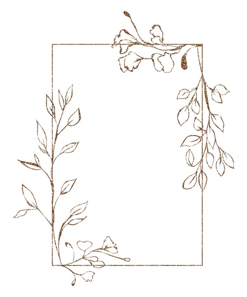 Ilustracja Oddziału Roślinnego Postaci Kolorowej Kwiatowej Ramki Liści Prostokątnego Kształtu — Zdjęcie stockowe