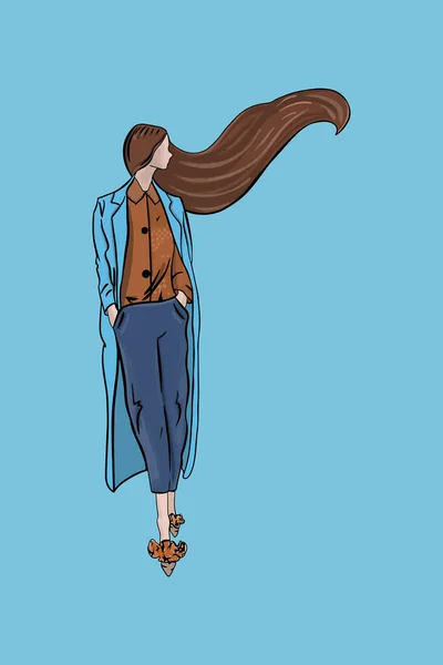 テクスチャの背景にファッショナブルな服の女の子モデルのベクトルファッションイラスト — ストックベクタ