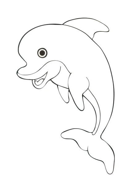 Dibujo Tinta Ilustración Contorno Negro Animal Habitantes Del Mar Sobre — Foto de Stock