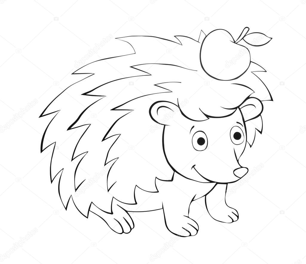 Illustration ink drawing of a black outline of animal.