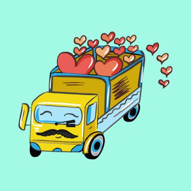 Download Truck With Hearts Free Vector Eps Cdr Ai Svg Vector Illustration Graphic Art