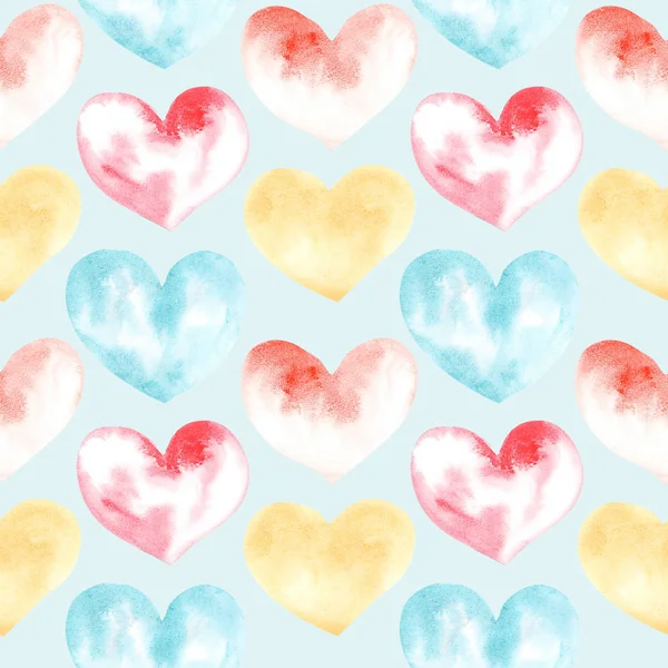 Illustration Watercolor Drawing Seamless Pattern Shapes Hearts Background Silhouettes Shapes — Stock Photo, Image