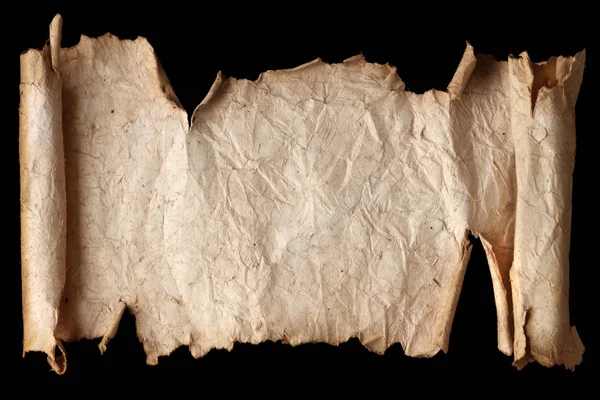 Vieux rouleau de papier déchiré isolé sur un fond blanc — Photo