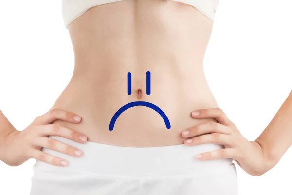 Slim Body of Young Woman with Unhappy Smiley — Stock Photo, Image