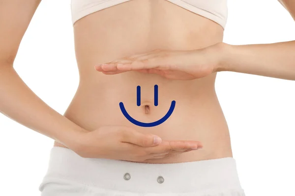 Slim Body of Young Woman with Happy Smiley — Stock Photo, Image