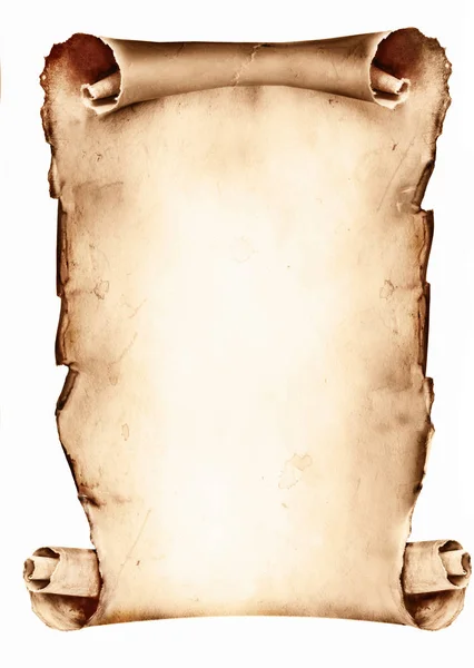 Eski kağıt parşömeni beyaza izole edildi — Stok fotoğraf