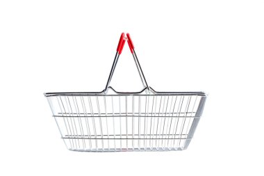 Alışveriş sepeti beyaz arka plan üzerinde boş Metal