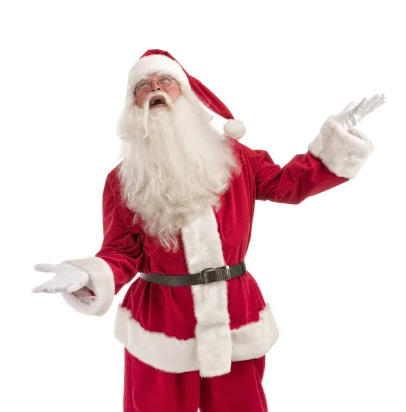 Portrét Santa Claus žonglovat s něčím - po celé délce — Stock fotografie