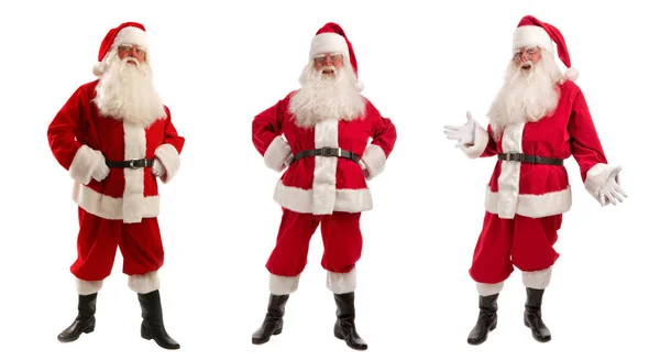 Três Papai Noel em traje de Natal - Comprimento Completo — Fotografia de Stock