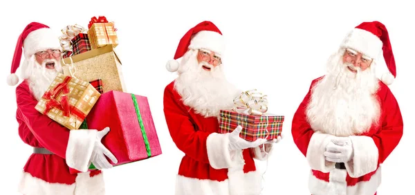 Colagem de Papai Noel - com presentes de Natal — Fotografia de Stock
