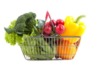 Alışveriş sepeti ile mükemmel renkli Vegan ürün