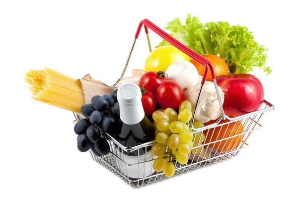 Carrinho de compras com alimentos saudáveis de luxo — Fotografia de Stock