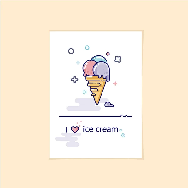 Ice cream linear icon in modern style. Postcard or design element; cute linear style — Stock Vector
