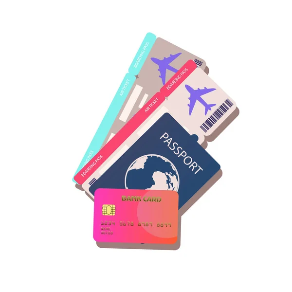 Passaporto con illustrazione vettoriale dei biglietti isolato sullo sfondo. Concetto icone viaggi e turismo — Vettoriale Stock