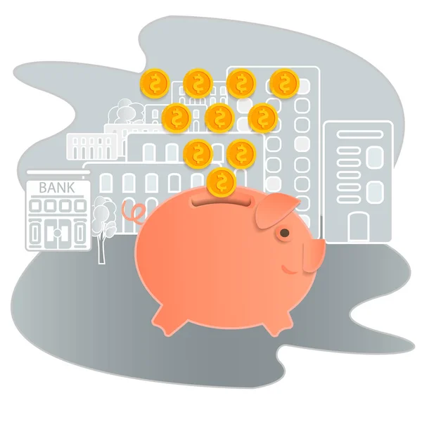 Ilustração do vetor Piggy Bank. Economia de ícones ou acumulação de dinheiro. Piggy Bank ícone em um estilo plano, isolado. O conceito de serviços bancários ou empresariais . —  Vetores de Stock