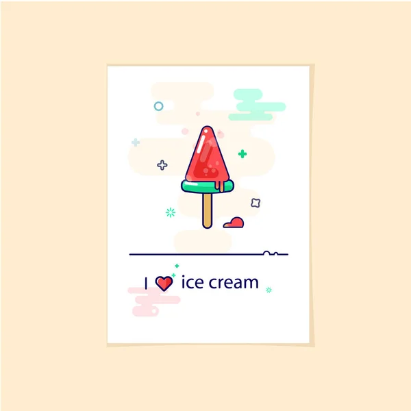 Ice cream linear icon in modern style. Watermelon ice cream — Stock Vector