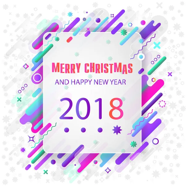 Seasons greetings. Happy New 2018 year. Colorful, contemporary abstraction design — Stock Vector