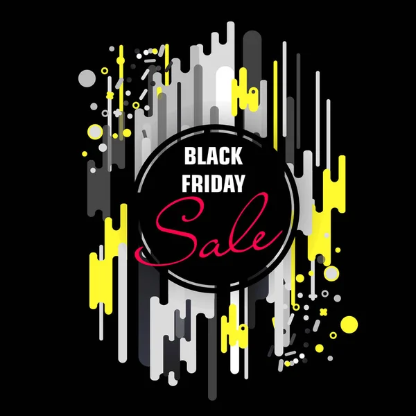 Venda Black Friday. ovais e listras, moderno fundo abstrato, banner redondo, publicidade, ilustração vetorial. Imagem vetorial — Vetor de Stock