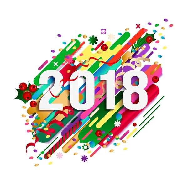 2018 Feliz Ano Novo Cartão Saudação Design Cartão Cartaz Combinação — Vetor de Stock