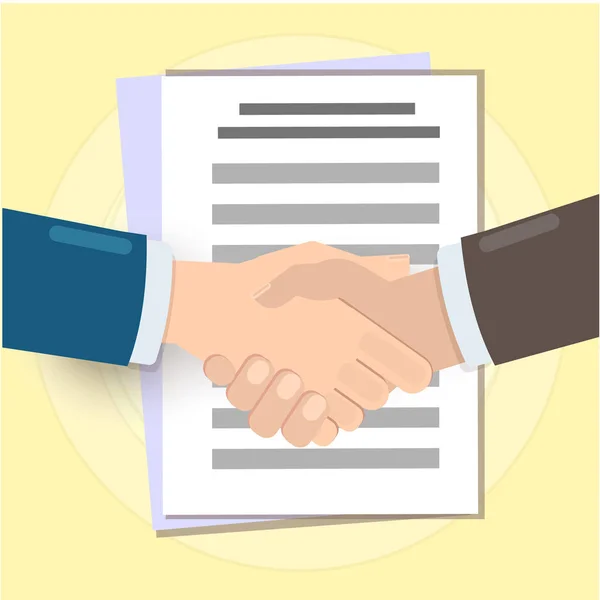 Handshake Conclusion Contract Two Hands Doing Handshake Business Concept Vector — Stock Vector