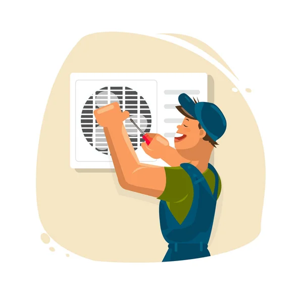 Repair Air Conditioners Maintenance Installation Cooling Systems Warranty Repair Cleaning — Stock Vector