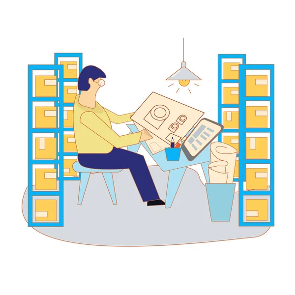 Depoda çalışıyorum. Dükkan sahibi çizimleri okuyor. Buna göre toplanma