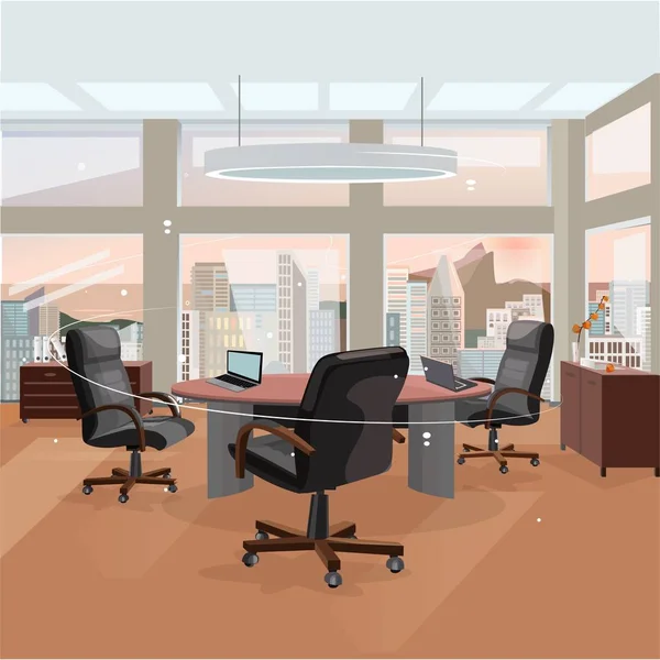 Büroeinrichtung. Mitarbeiter am Arbeitsplatz. 3D-Effekt. Geschäftsobjekte — Stockvektor