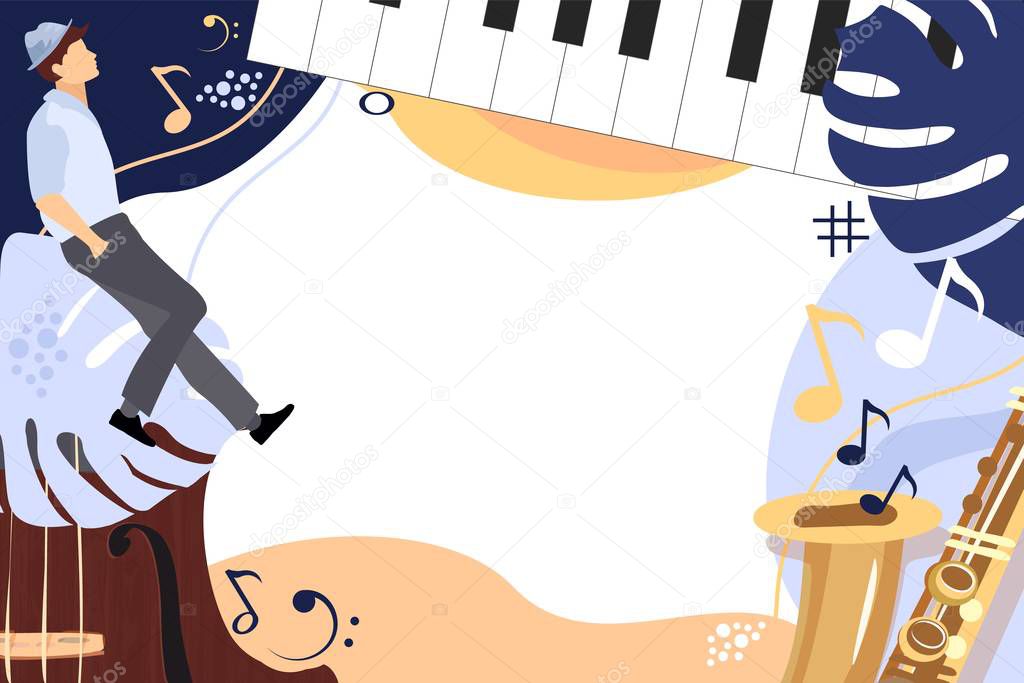 Template for the poster of a jazz festival with musical instruments