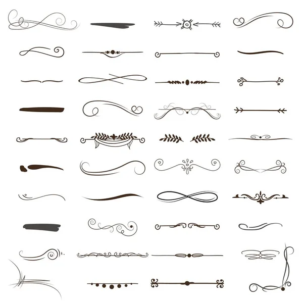 Fırça ve mürekkepten yapılmış el çizimi kenarları. Eşsiz girdaplar ve ayırıcılar