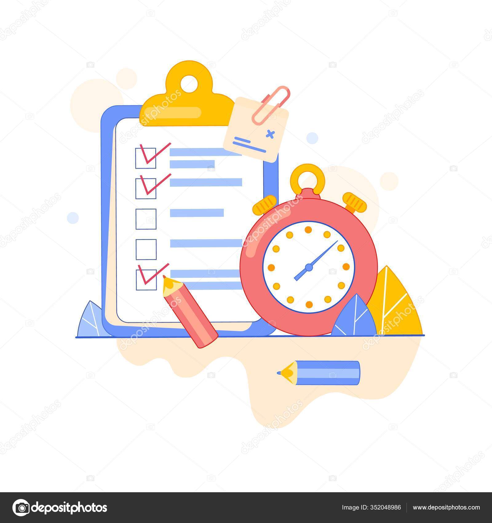 清单，待办事项清单矢量说明。清单或记事本概念图库矢量图©elenshi 352048986, image size:1600x1700