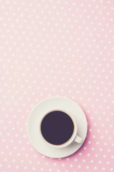 Coffee Cup Pink Dotted Table — Stock Photo, Image