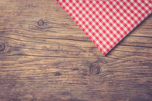 Checkered Tablecloth Wooden Table — Stock Photo, Image